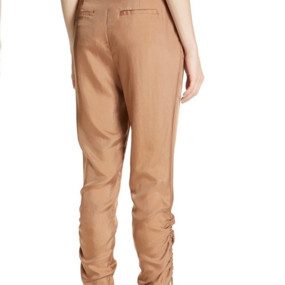 TIBI Mendini Twill Shirred Ruched Pants, Size 6, Sabro, Shiny, Drawstrin… - Picture 5 of 13